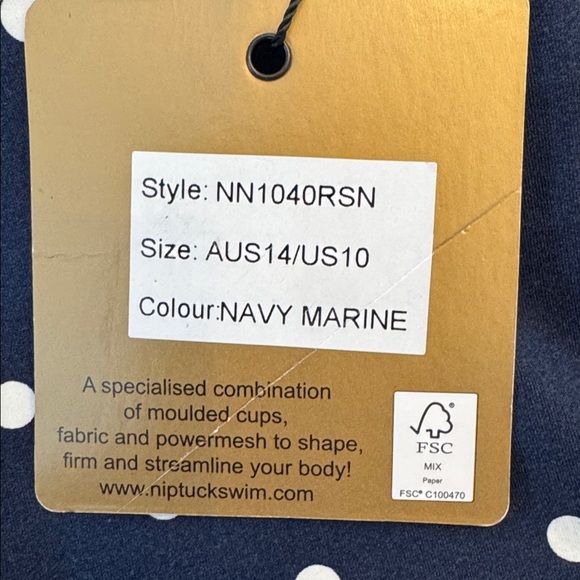 NWT! Nip Tick Navy Polka Dot One-Piece Swimsuit, sz 10 - Picture 2 of 8